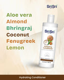 Sri Sri Hydrating Conditioner bottle with ingredients listed on a beige background