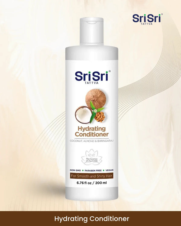 Sri Sri Tattva Hydrating Conditioner bottle on a beige background