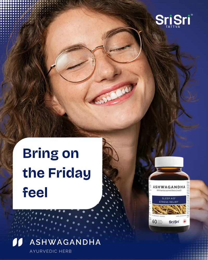 Ashwagandha bottle hero on blue background — Withania somnifera tablets, Ayurvedic herb, NPN listed in Canada