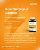 Benefits of Moringa + Amla — supports energy, cellular health, nutrient-rich antioxidant tablets