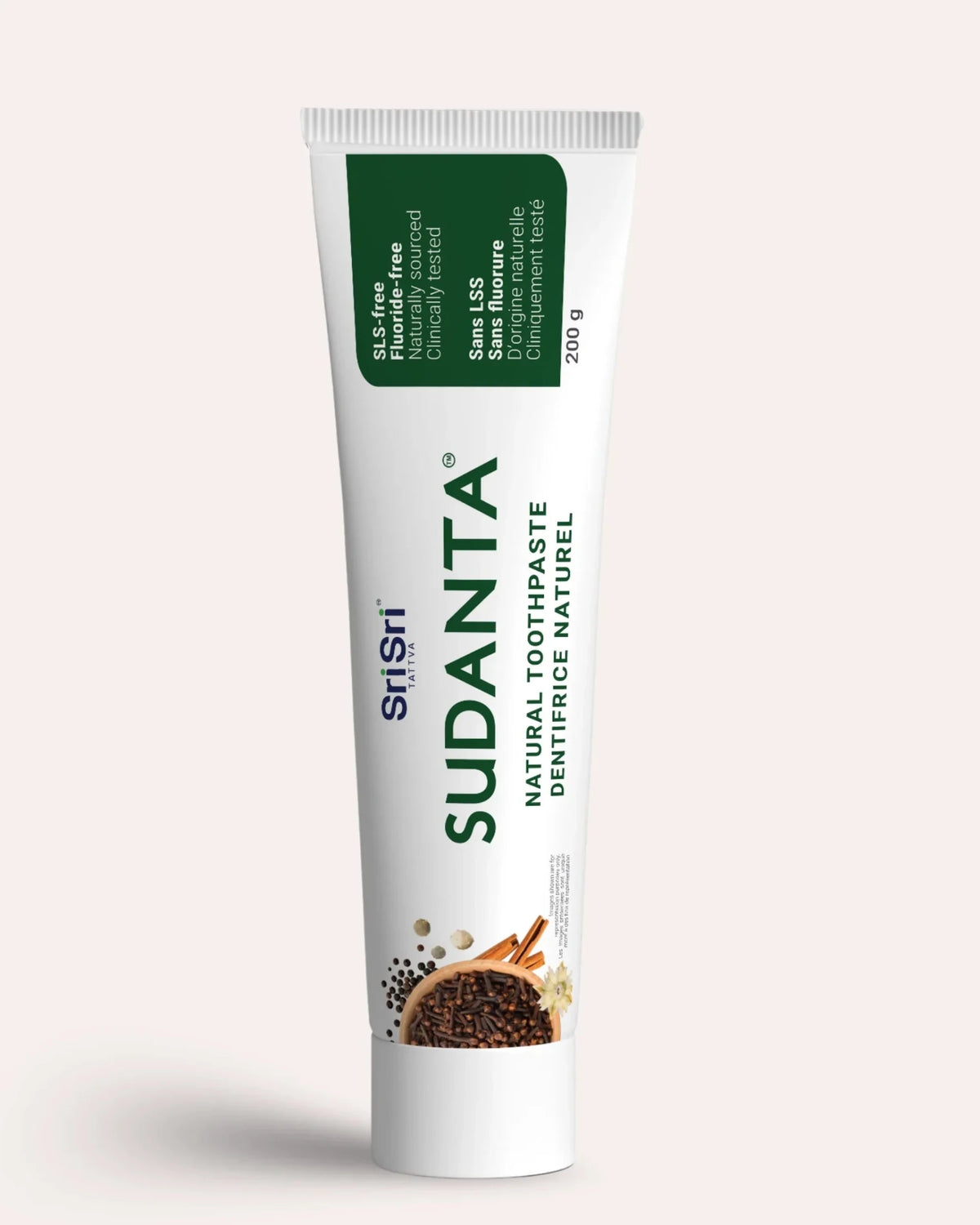 Sudanta Ayurvedic toothpaste 200g tube, SLS-free and fluoride-free