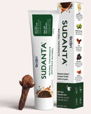 Sudanta Ayurvedic toothpaste with Clove Bud Oil, tube and packaging
