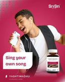 Teen singing with earbuds — Yashtimadhu (Licorice) tablets to support a comfortable voice and throat, Canada