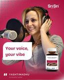 Singer at studio mic — support a smooth, comfortable voice with Yashtimadhu Licorice tablets, Canada