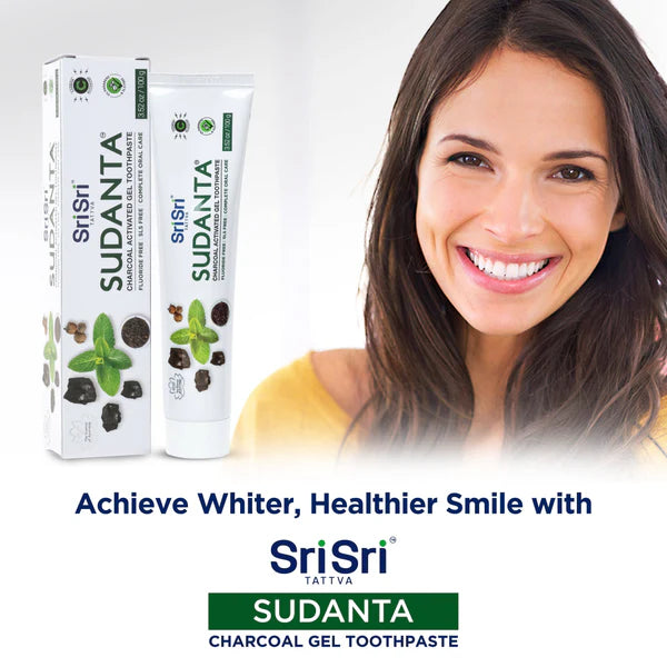 Sri Sri Tattva Sudanta Charcaol gel Vegan Toothpaste with Ayurvedic Ingredients 