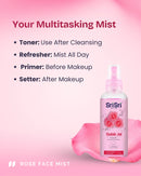 Sri Sri Tattva Rose Mist functions as a Multitasking Toner, Makeup Primer, and Setter