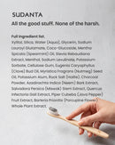 Sudanta Charcoal Gel toothpaste full ingredient list with xylitol, charcoal, neem, miswak, clove and Ayurvedic botanicals