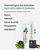 Sudanta Charcoal Gel Ayurvedic toothpaste with neem, miswak, clove bud oil, Mayaphala and Vajradant