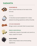 sudanta key ayurvedic ingredients clove oil cinamon bakul mayaphala balck pepper
